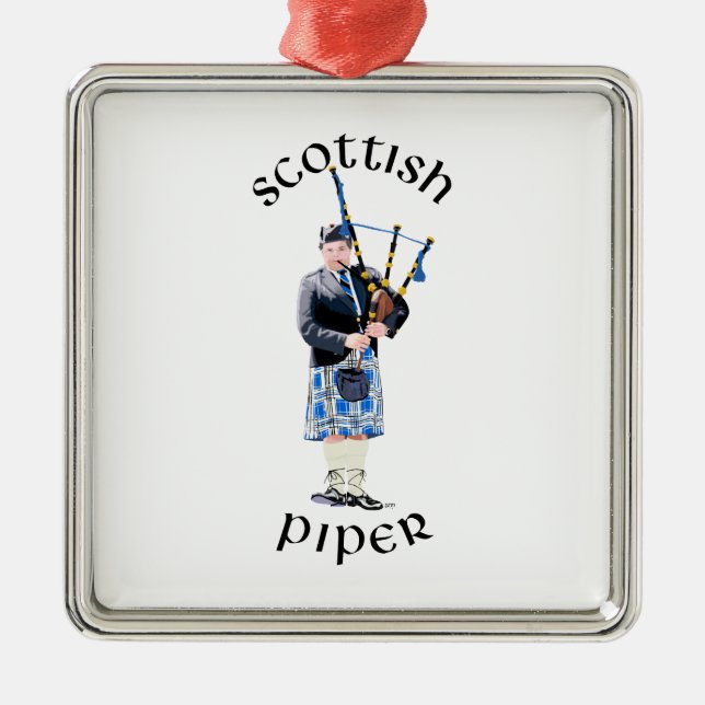 Scottish Piper - Blue Kariert Ornament Aus Metall (Vorne)