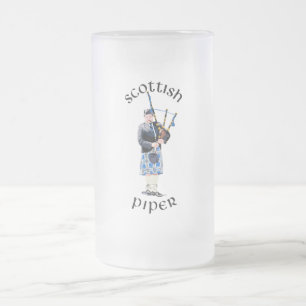 Scottish Piper - Blue Mattglas Bierglas