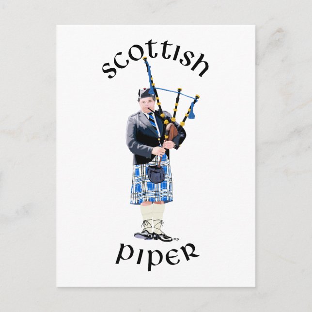 Scottish Piper - Blue Postkarte (Vorderseite)