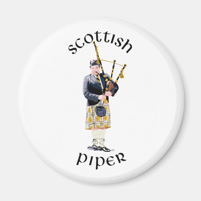Scottish Piper - Tan Kilt Magnet (Vorne)