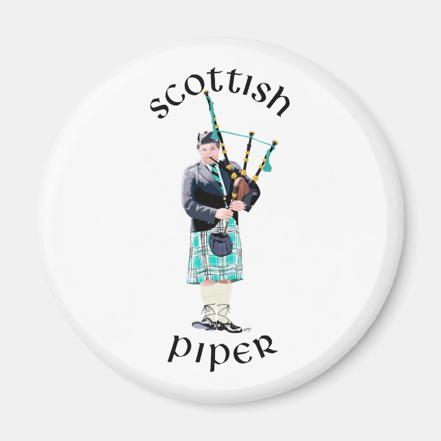 Scottish Piper - Türkis Magnet (Vorne)