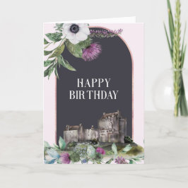 Scottish Purple Flowers Schloss Birthday Karte