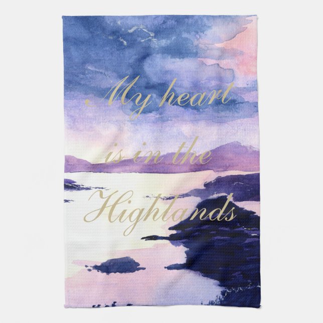 Scottish Quote Lila Watercolor Teetuch Handtuch (Vertikal)