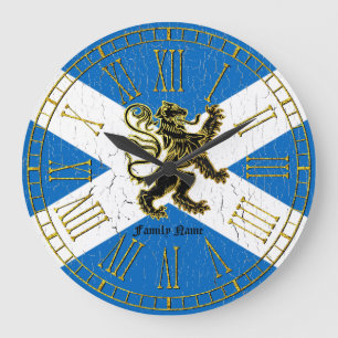 Scottish Rampant Flag Personalize Große Wanduhr