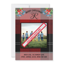 Scottish Ramsay Clans Red Black Tartan Xmas Card