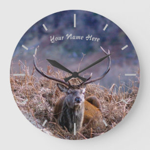 Scottish Red Deer Stag Große Wanduhr