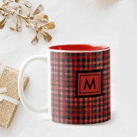 Scottish Red Gingham Tartan Pattern Monogram
