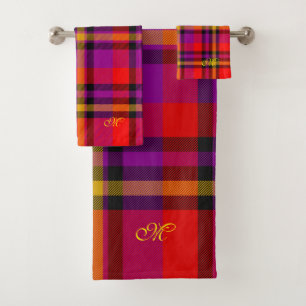 Scottish Red Lila Orange Tartan Kariert Pattern Badhandtuch Set
