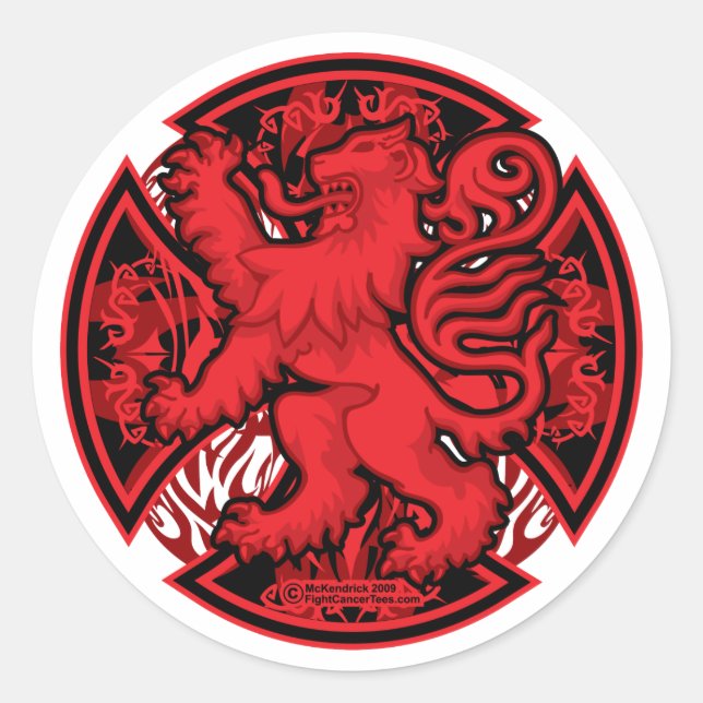 Scottish Red Lion Cross Runder Aufkleber (Vorderseite)