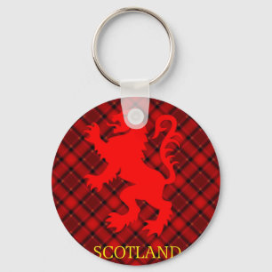 Scottish Red Lion Rampant auf Tartan Schlüsselanhänger
