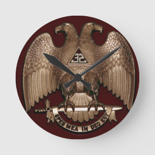 Scottish Rite 32 Grad Mason Double Eagle Red Runde Wanduhr