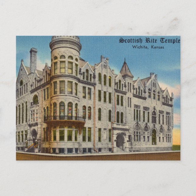 Scottish Rite Temple, Castle Wichita, Kansas Postkarte (Vorderseite)