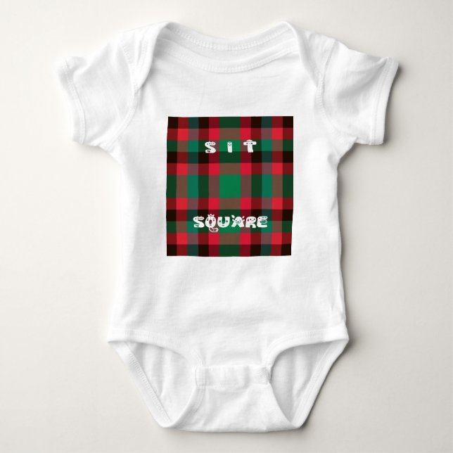 Scottish Royal Checkered Tartan Kariert mit Text Baby Strampler (Vorderseite)