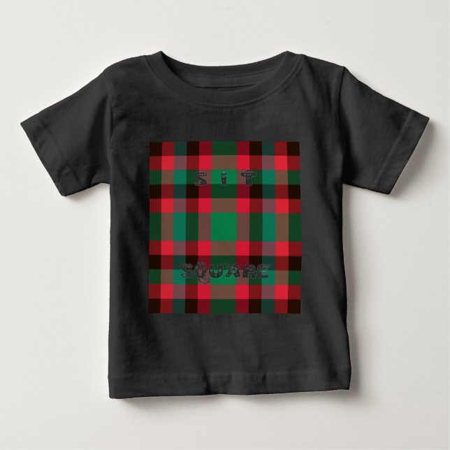 Scottish Royal Checkered Tartan Kariert mit Text Baby T-shirt (Vorderseite)