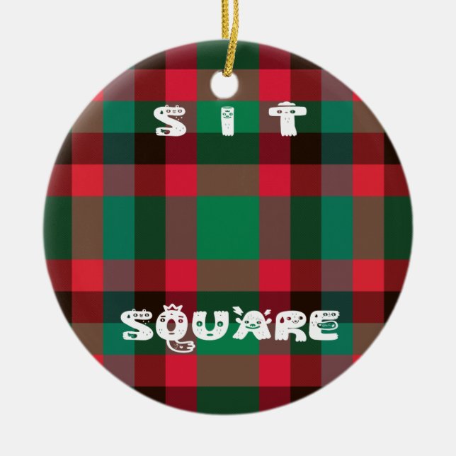 Scottish Royal Checkered Tartan Kariert mit Text Keramik Ornament (Vorne)