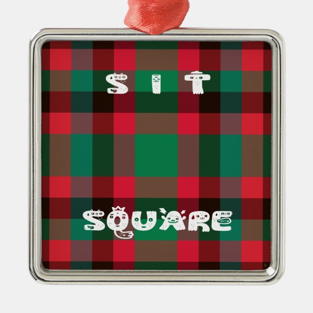 Scottish Royal Checkered Tartan Kariert mit Text Ornament Aus Metall (Vorne)