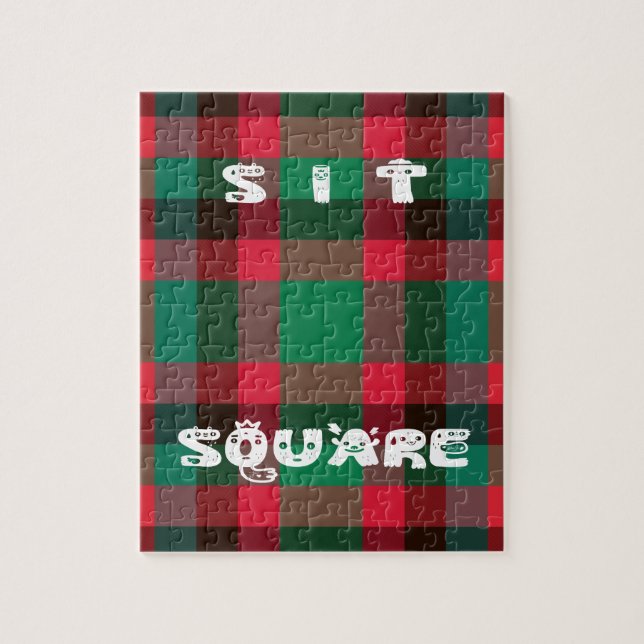 Scottish Royal Checkered Tartan Kariert mit Text Puzzle (Vertikal)