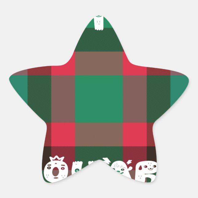 Scottish Royal Checkered Tartan Kariert mit Text Stern-Aufkleber (Vorderseite)