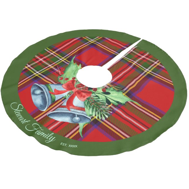 Scottish Royal Stewart Tartan Christmas Tree Skirt Polyester Weihnachtsbaumdecke (Schrägansicht)
