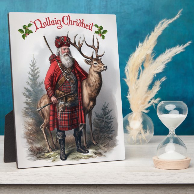Scottish Santa mit Hirsch Fotoplatte (Seite)