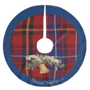 Scottish Stewart Clan Tartan Name Tree Skirt Polyester Weihnachtsbaumdecke