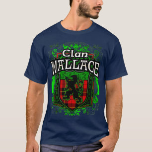 Scottish Surname Clan Wallace Tartan Lion Wappen T-Shirt
