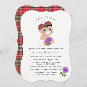 Scottish Tartan Blume Niedlich Babydusche Einladung