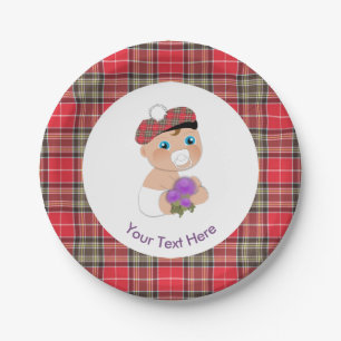 Scottish Tartan Blume Niedlich Babydusche Pappteller