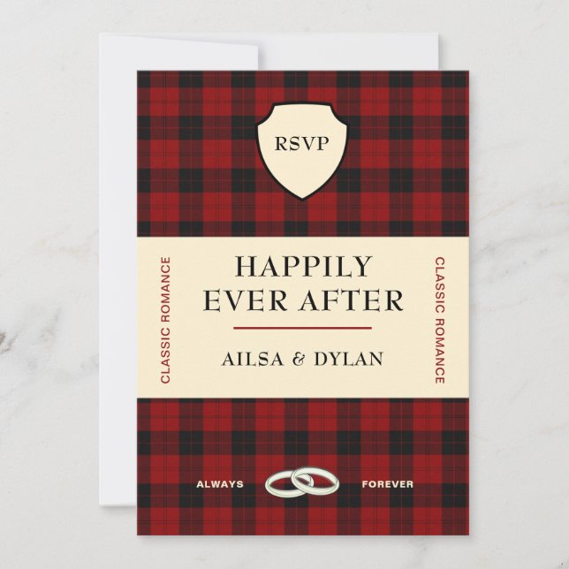 SCOTTISH TARTAN BUCHDECKUNG | WEDING RSVP EINLADUNG (Vorderseite)