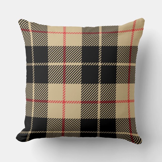 Scottish Tartan Checkered Kariert Pattern in Black Kissen (Vorderseite)