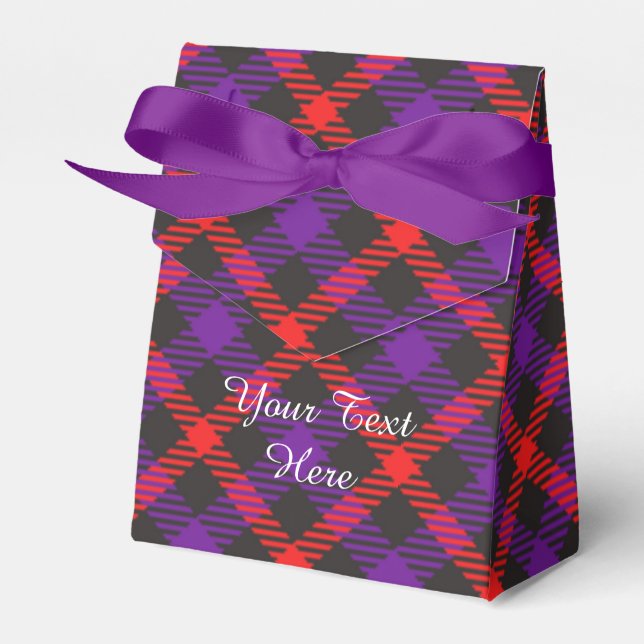 Scottish Tartan Clan bezahlte Lila Orange Gemuster Geschenkschachtel (Vorderseite)