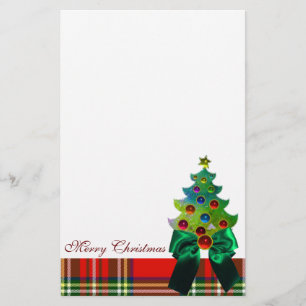 SCOTTISH TARTAN, GREEN BOW UND CHRISTMAS BAUM BRIEFPAPIER