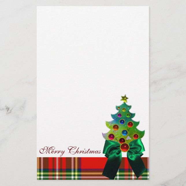 SCOTTISH TARTAN, GREEN BOW UND CHRISTMAS BAUM BRIEFPAPIER (Vorderseite)