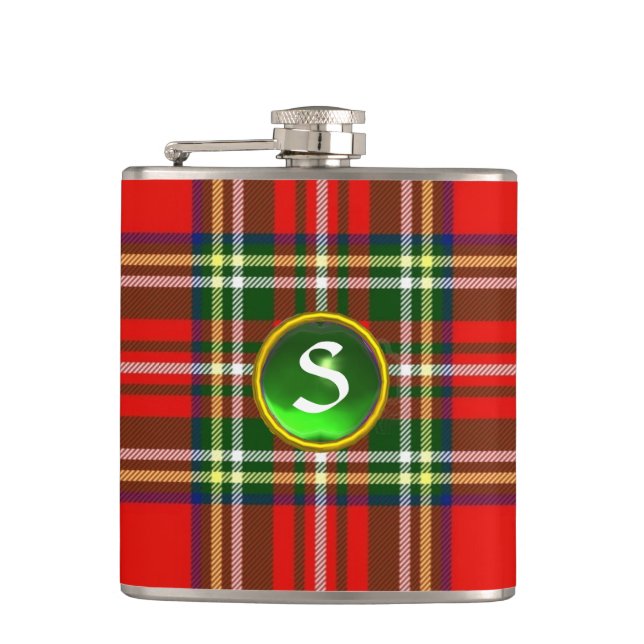SCOTTISH TARTAN GREEN EMERALD GEMSTONE MONOGRAMM FLACHMANN (Vorderseite)