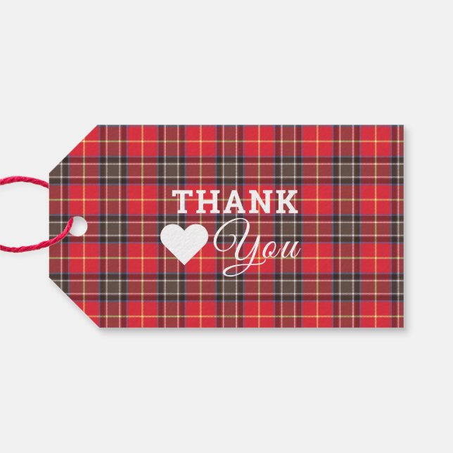 Scottish Tartan Kariert Celtic Danke Wedding Geschenkanhänger (Rückseite Horizontal)