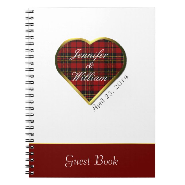 Scottish Tartan Kariert Wedding Guest Sign In Notizblock (Vorderseite)