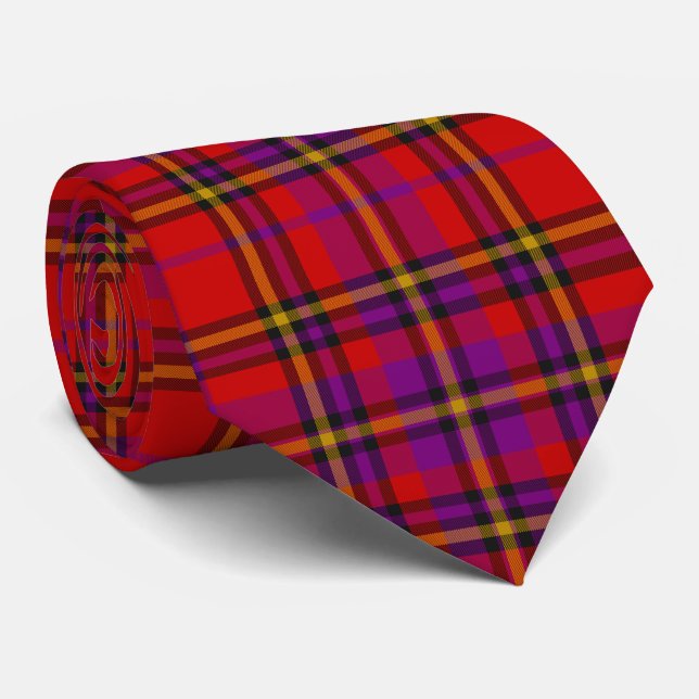 Scottish Tartan Karo Krawatte Red Lila (Gerollt)
