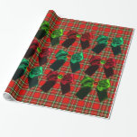 SCOTTISH TARTAN MIT ROTEN GRÜNEN CHRISTMAS BOWS GESCHENKPAPIER<br><div class="desc">Eleganter,  lebendiger schottischer Tartan in rot-grünen schwarzen Farben glänzende Seidenbögen und 3D-Ruby,  smaragdgrünen Edelsteinen.</div>