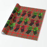 SCOTTISH TARTAN MIT ROTEN GRÜNEN CHRISTMAS BOWS GESCHENKPAPIER<br><div class="desc">Eleganter,  lebendiger schottischer Tartan in rot-grünen schwarzen Farben glänzende Seidenbögen und 3D-Ruby,  smaragdgrünen Edelsteinen.</div>