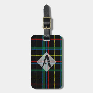 Scottish Tartan Monogram Gift - Green Red Black Gepäckanhänger