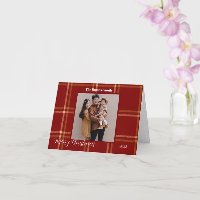 Scottish Tartan Muster Weihnachten individuell anp Karte (Orchidee)