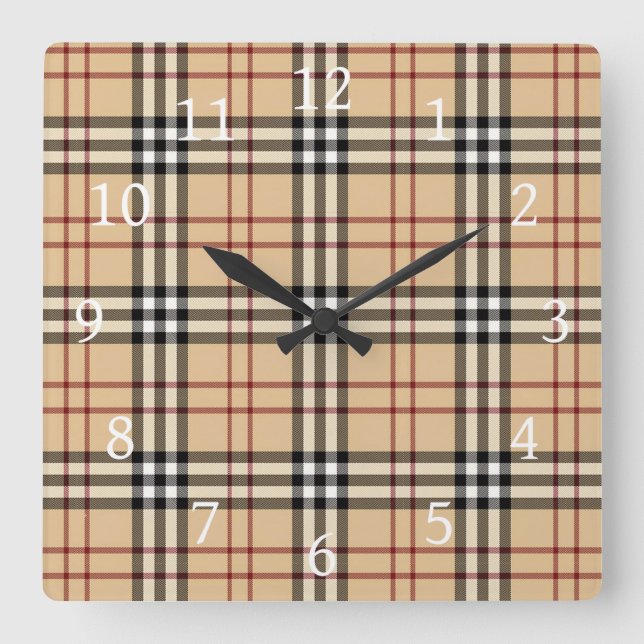 Scottish Tartan Pattern     Quadratische Wanduhr (Vorderseite)