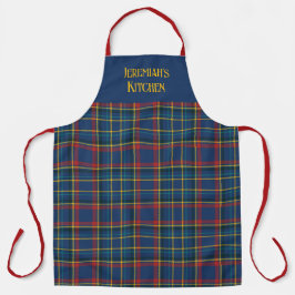 Scottish Tartan Plaid in cherry red & royal blue Schürze