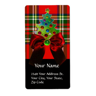 SCOTTISH TARTAN, ROT BOW UND CHRISTMAS BAUM