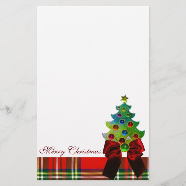 SCOTTISH TARTAN, ROT BOW UND CHRISTMAS BAUM BRIEFPAPIER (Vorderseite)