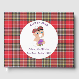 Scottish Tartan  Thistle Baby Dusche Personalisier Gästebuch