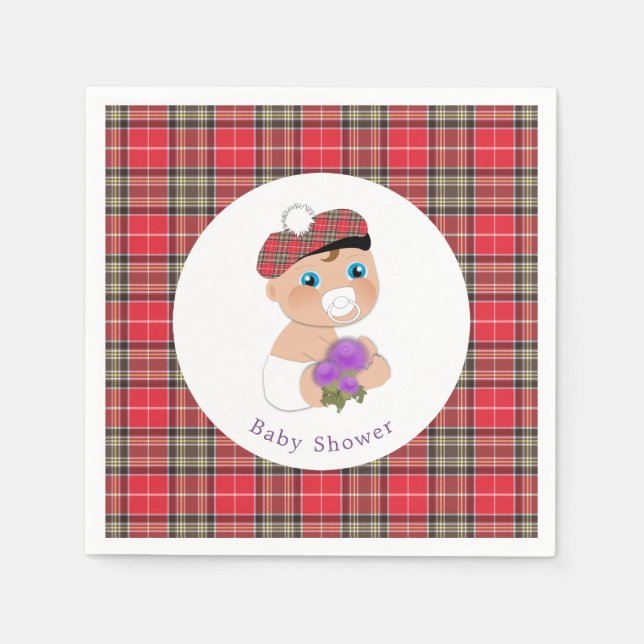 Scottish Tartan |Thistle Baby Dusche Personalisier Serviette (Vorderseite)