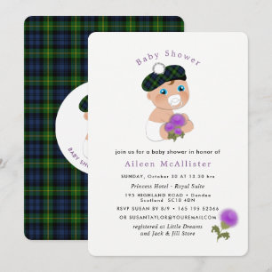 Scottish Tartan Thistle Blume Niedlich Baby Dusche Einladung