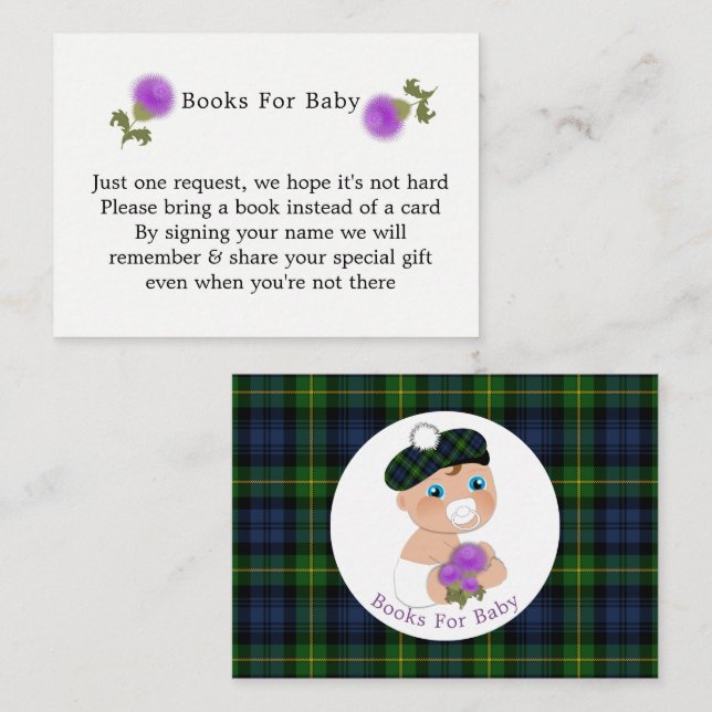 Scottish Tartan Thistle Blume Niedlich Baby Shower Begleitkarte (Vorne/Hinten)