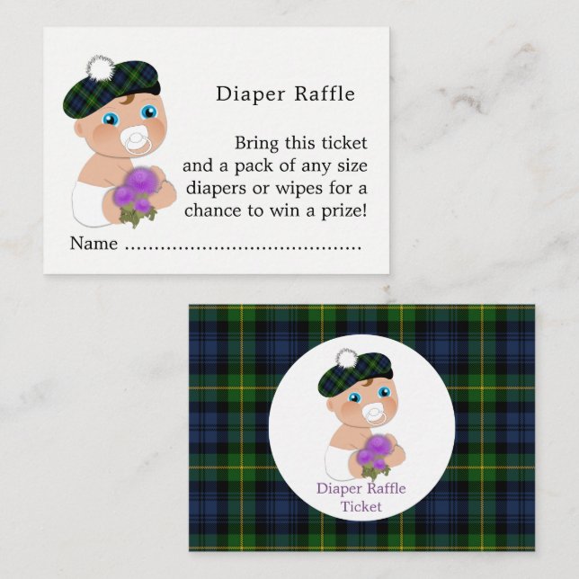 Scottish Tartan Thistle Blume Niedlich Baby Shower Begleitkarte (Vorne/Hinten)